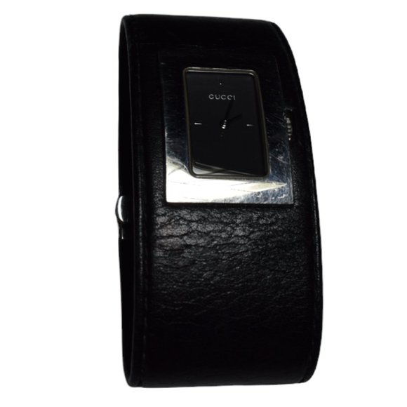 GUCCI Black Dial Black Leather Strap Quartz Women's Watch 7800L. - Picture 3 of 7